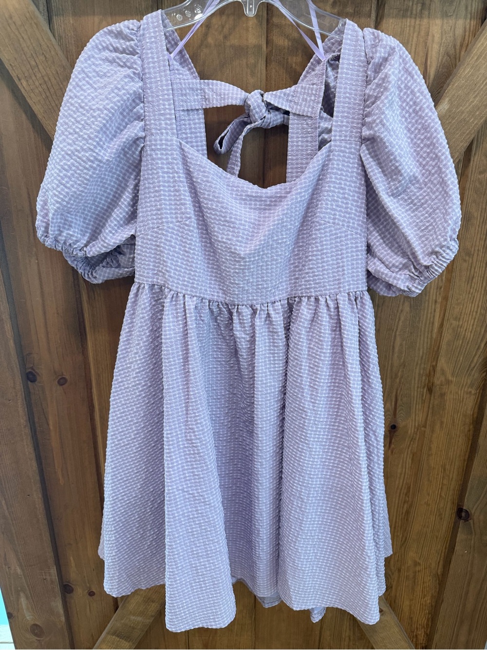 MARBLE Lavender Puff-Sleeve Dress with Back Tie